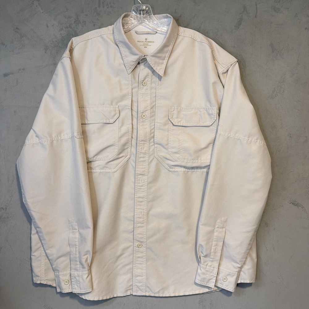 Royal Robbins XXL Fishing Safari Shirt Jacket White Vented Outdoor Utility